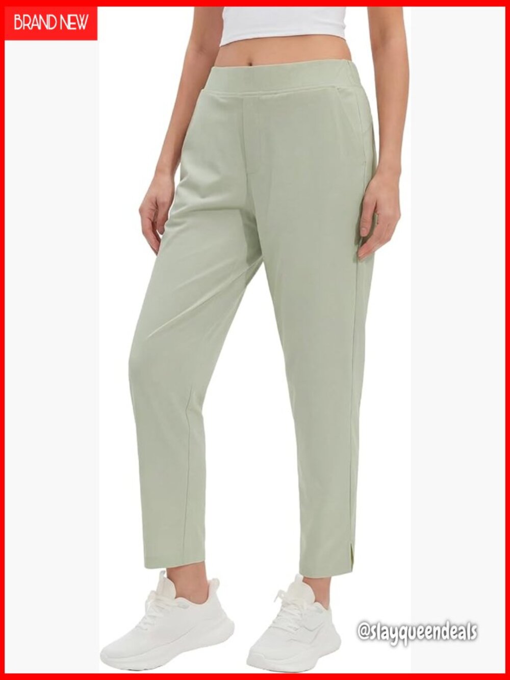 Stretchy High-Waisted Tapered Ankle Pants for Work Business Casual